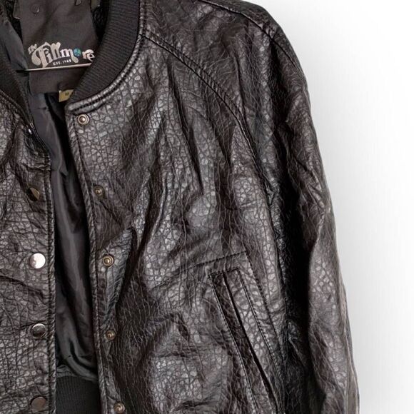 Fillmore Womens Jacket Sz Small Faux Black Leather Moto Zip Front Gorpcore Grung - Picture 4 of 15